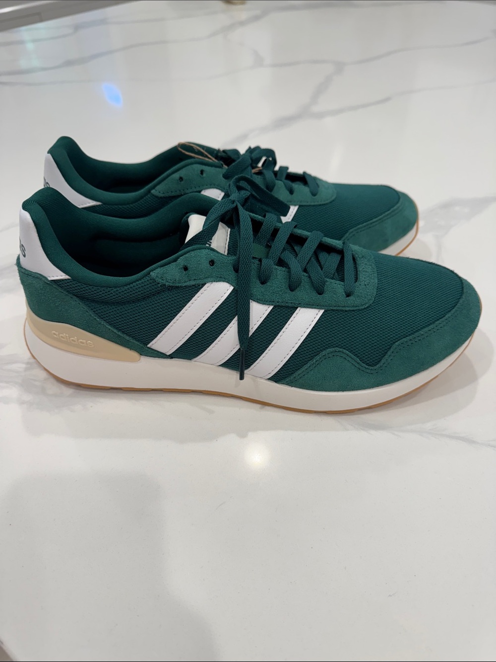 adidas Men’s Green and White Retro Runner Sneakers